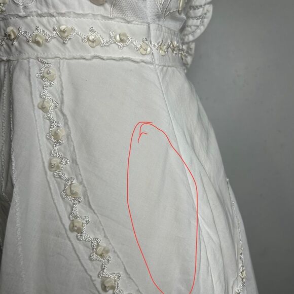 Vintage Sue Wong Dress 4 Ivory Beaded Lace Trim Cottagecore Prairie Midi - Picture 11 of 12